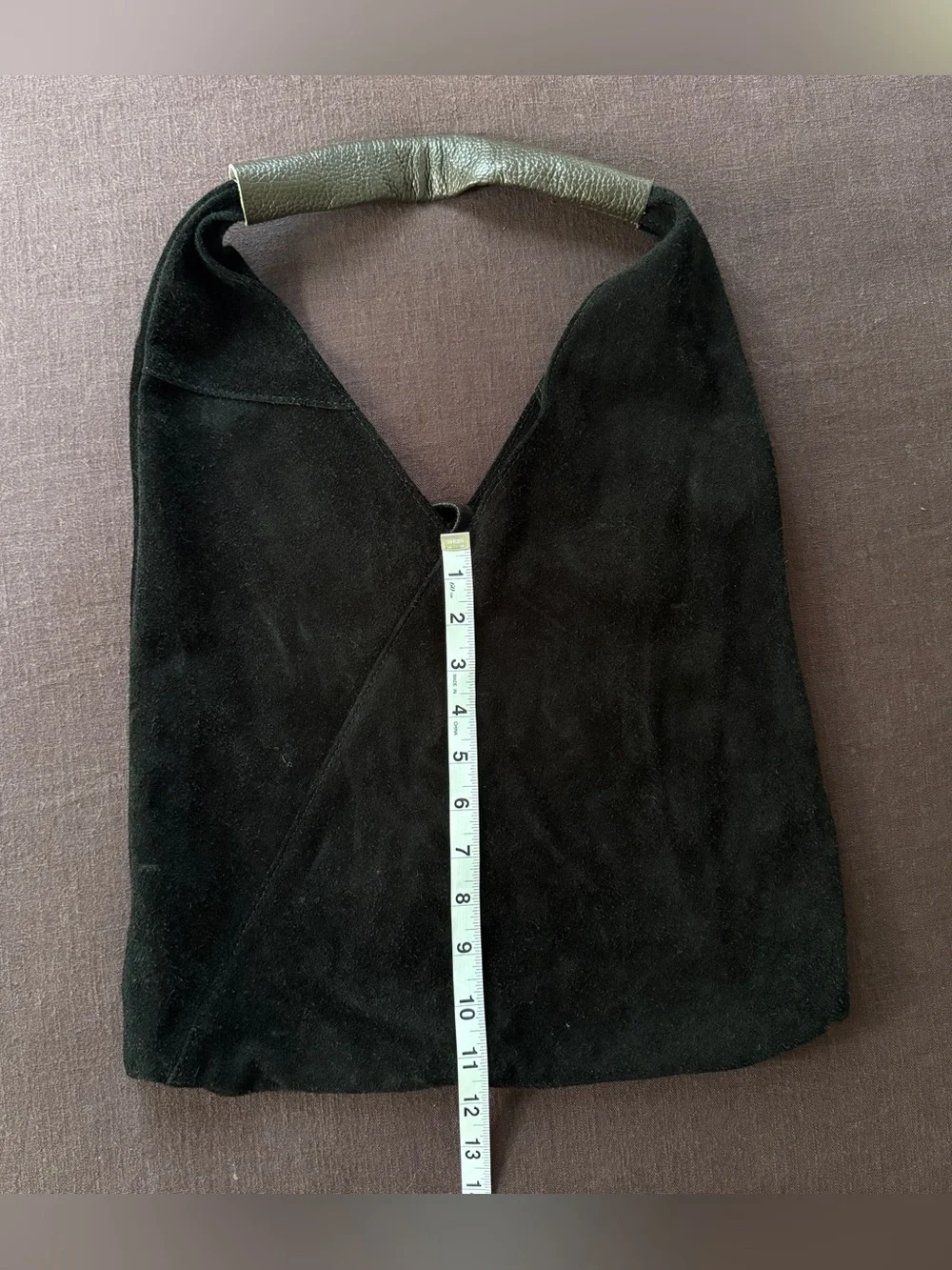 Italian Black Suede Hobo Shoulder Bag Made in Italy Boho Minimalist